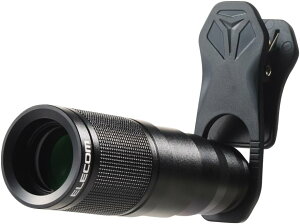 エレコム スマホ 望遠レンズ 8倍 8× 外付け 挟むだけ FMC加工 ケラレ現象軽減 レンズキャップ付き 収納ポーチ付属 iphone P-SLZ8XBK