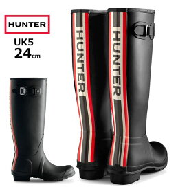 HUNTER ハンター 【レディース】トリコロール ロゴ バックストラップ トール レイン ブーツ 【ブラック】【UK5/24cm】 WFT2353RMA