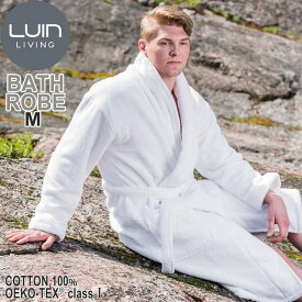 LuinLiving ルインリビング バスローブ Mサイズ 低撚糸コットン贅沢バスローブ ホワイト ROBM-WW ※パッケージ・ロゴデザイン等が変更になる場合があります。予めご了承下さい。 バスグッズ　お風呂　タオル　モコモコ　フワフワ　高級　メンズ　レディース　ユニセックス