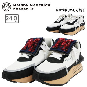 MAISON MAVERICK PRESENTS �y���f�B�[�X�zM���S ���[�T�[ �_�b�h �X�j�[�J�[ �y�z���C�g/�u���b�N�z 43MS2490 ���]���}���F���b�N �v���[���c M Logo Racer Dad Sneakers