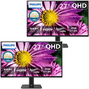 PHILIPS フィリップス お買い得2台セット 27E2N2500/11 IPSパネル QHD27型液晶ディスプレイ 5年間フル保証 単品購入のみ可(同一商品であれば複数購入可) クレジットカード決済 代金引換決済のみ