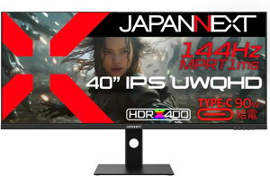 JAPANNEXT �W���p���l�N�X�g ���i�͌���n�� UWQHD�Ή�40�^�t���f�B�X�v���C(144Hz/Type-C90W���d/2�N�ۏ�) JN-IPS401UWQHD144-C90W �P�i�w���̂݉i���ꏤ�i�ł���Ε����w���j ����n�� �N���W�b�g�J�[
