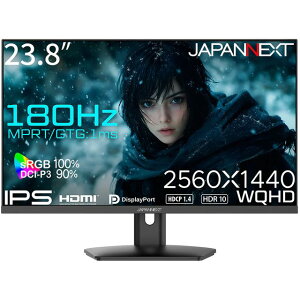 JAPANNEXT ジャパンネクスト WQHD対応23.8型ゲーミングモニター(IPS/180Hz/スピーカー/チルト/非光沢/2年保証) JN-IPS238G180Q 単品購入のみ可(同一商品であれば複数購入可) クレジットカード 代金引