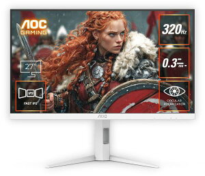 AOC WQHD�Ή� 27�^�Q�[�~���O�t���f�B�X�v���C/HDMI�ADisplayPort/�z���C�g/320Hz Q27G4SL/WS/11