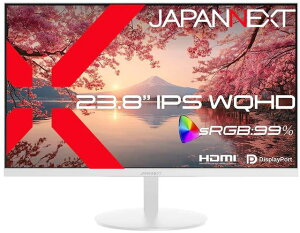 JAPANNEXT �W���p���l�N�X�g WQHD�Ή� 23.8�^�t���f�B�X�v���C/HDMI×1�ADP×1/�z���C�g/�X�s�[�J�[�L/2�N�ۏ� JN-IPS238Q-W