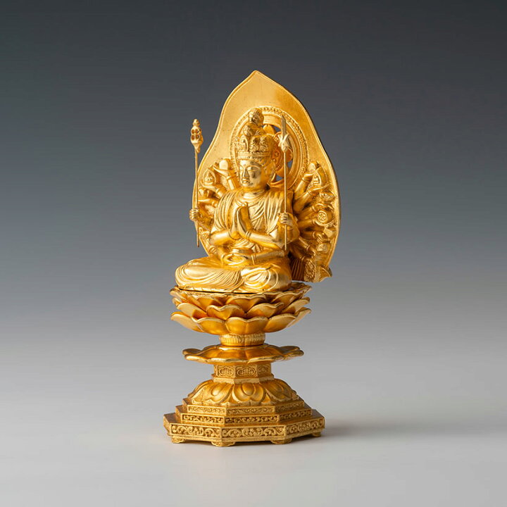 楽天市場】＼夏ギフト＆お中元／仏像 15cm 千手観音菩薩（金箔仕様 