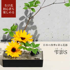 【お買い物マラソン期間ポイント10倍】【母の日ギフト】【あす楽】銀雅堂 生け花 花器 雫影（しずか）Sサイズ｜縁起物 剣山 水盤 花瓶 一輪挿し フラワーベース 華道 枝物 おしゃれ ギフト 四季 花 誕生日 送料無料 和モダン コンパクト 日本製 生花 ブーケ 切り花