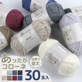 【選べる30玉 5玉×6袋】あったかコローネ 30玉 毛糸 ロービング 並太 35g 80m 毛混並太 アクリル混 毛 ウール混 手編み 手作り まとめ買い パック