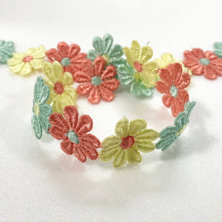楽天市場】[原反販売 13m巻 15ヤード] ケミカルレース 花 カラフルな 
