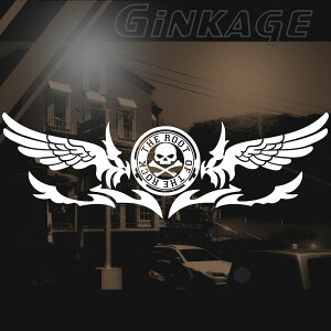 ドクロ ステッカー SKULL-ROCK6 枠サイズ:15cm×45cm スカルステッカースかっこいい テッカー 車 ステッカー 車用 カッティング※ 車種名入れ不可