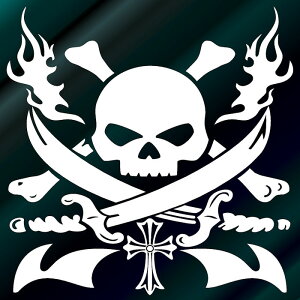 ドクロ ステッカー スカル ステッカーデカール ステッカー(14cm×14cm)車 ステッカー バイク ステッカー 台紙が残らない 高耐久 カッティング ステッカー