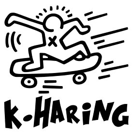 キースへリング スケボ ステッカー 車 アウトドア おしゃれ 枠サイズ：14cm×14cm 転写式 デカール タイプ おもしろ ステッカー の神髄 キース・へリング