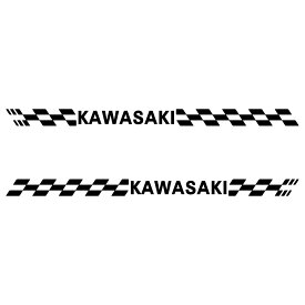 カワサキ KAWASAKI バイク カウル スクリーン 外装パーツ用 スポーツ チェッカー エンブレム ステッカー 枠サイズ：6cm × 84cm × 左右反転セット