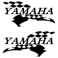 YAMAHA ヤマハ バイクステッカー チェッカー フラッグ 枠サイズ：8cm×16cm×左右反転 ツインセットかっ…