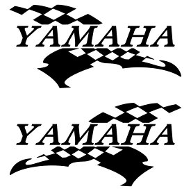 YAMAHA ヤマハ バイクステッカー チェッカー フラッグ 枠サイズ：8cm×16cm×左右反転 ツインセットかっこいい バイカー ドレスアップ デカール
