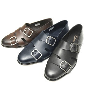 【SALE40】SANTONI（サントーニ）カーフレザーダブルモンクグルカシューズ B41C16602 15191000125