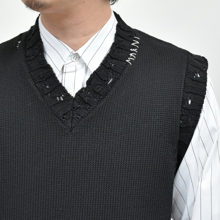 楽天市場】MARNI（マルニ）コットンダメージVネックニットベスト 