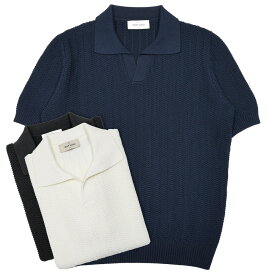 GRAN SASSO（グランサッソ）オーガニックコットンジャガードS/Sスキッパーニットポロ 23139/18068 16061002035