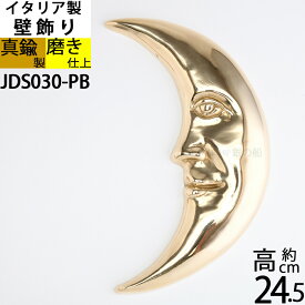 イタリア 製 真鍮 オーナメント 壁飾り ドア表示 サイン 月顔マーク ルナ MOON LUNA (壁飾り 月 L 金色 ゴールド)(JDS030-PB)【asu】【RCP】