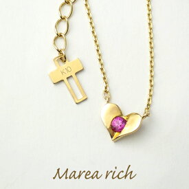 Marea rich K10 Love Color ぷっくりプレート ルビー ペンダント マレアリッチ 公式 オフィシャル ジュエリー レディース ネックレス 女性用 10金 レディースネックレス ネックレスレディース ブランド プレゼント 人気 かわいい おしゃれ