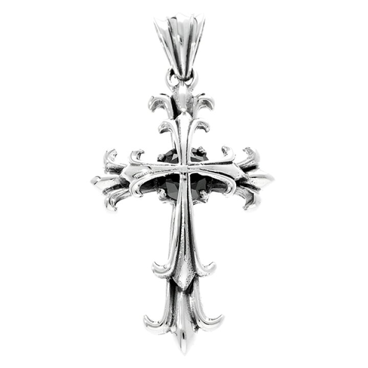 楽天市場】ブラックジルコニア クロス シルバー ペンダントトップ  