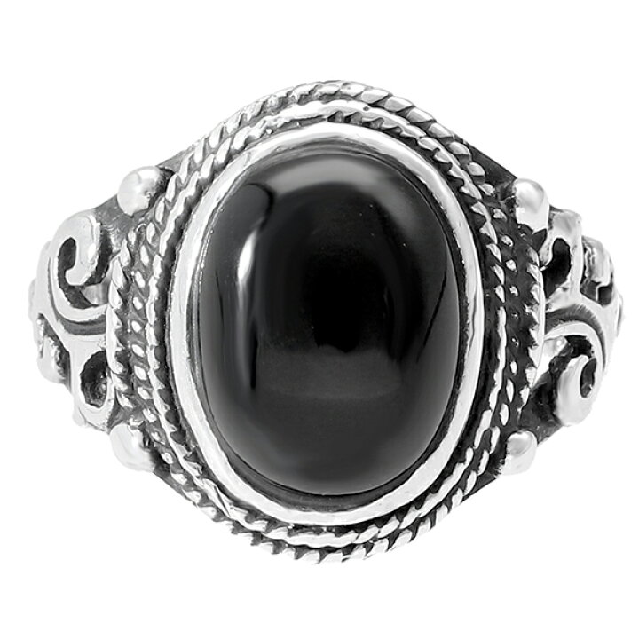 楽天市場】オニキス シルバー リング 17号 指輪 天然石 カボション  