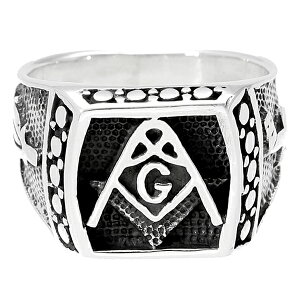 フリーメイソン コンパス G 印台リング 17号 シルバー リング 指輪 記号 マーク 暗号 矢印 シルバー925 銀 カジュアル シルバーアクセサリー アクセサリー メンズ 男性 SV925 スターリングシルバ