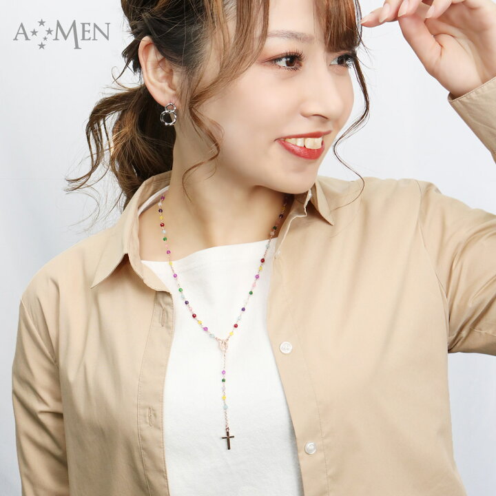 楽天市場】AMEN アメン 聖母マリア ピンクゴールド ロザリオネックレス 