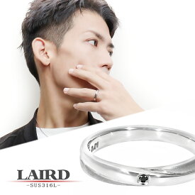 LAIRD レアド 天然 ダイヤモンド サンド クロスライン ステンレス メンズ リング 15～21号 サージカルステンレス 金属アレルギーフリー 指輪 シンプル メンズリング 男性 彼氏 夫 記念日 誕生日 ブランド ギフト プレゼント 人気 きれい 上品 大人 普段使い 日本製