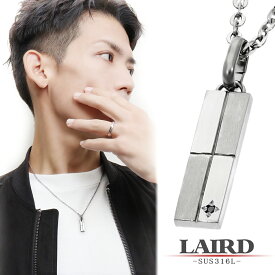 LAIRD レアド 天然 ブラックダイヤモンド プレート ステンレス メンズネックレス 金属アレルギーフリー ネックレス ペンダント アクセサリー スクエア 四角 長方形 シンプル メンズ 男性 彼氏 夫 息子 記念日 誕生日 ブランド ギフト プレゼント 人気 かっこいい 日本製