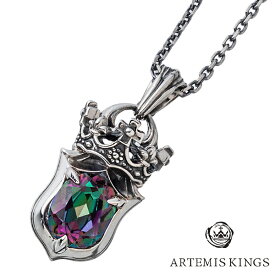 アルテミスキングス ARTEMISKINGS クラウンシールドペンダント ミスティッククォーツ AKP0132 シルバー925 シルバー ネックレス ペンダント ミスティックトパーズ メンズ メンズネックレス ブランド プレゼント 人気 王冠 盾 お守り 虹色 パンク ロック ゴシック