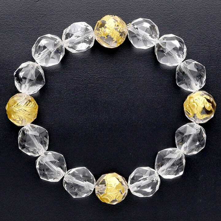 楽天市場】四神 手彫り スターカット 水晶 ブレスレット12mm 18cm 