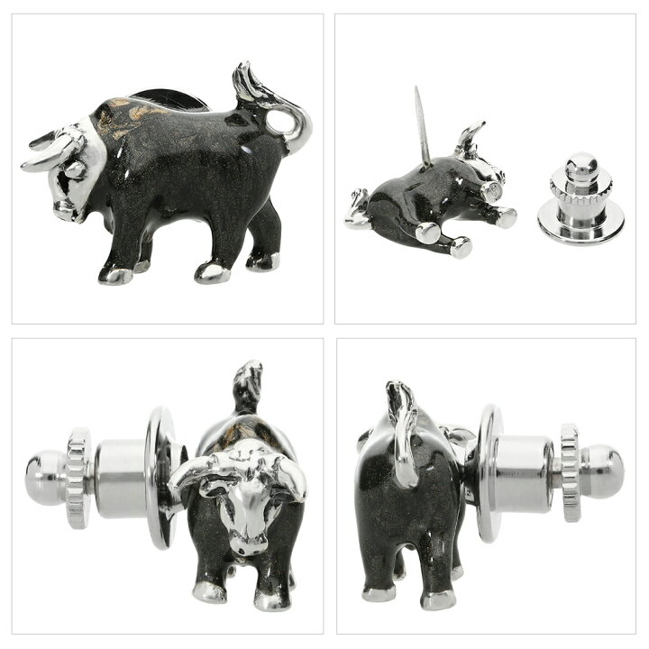 楽天市場】サツルノ 黒牛 シルバー ピンブローチ 牛 黒 タイニーピン 