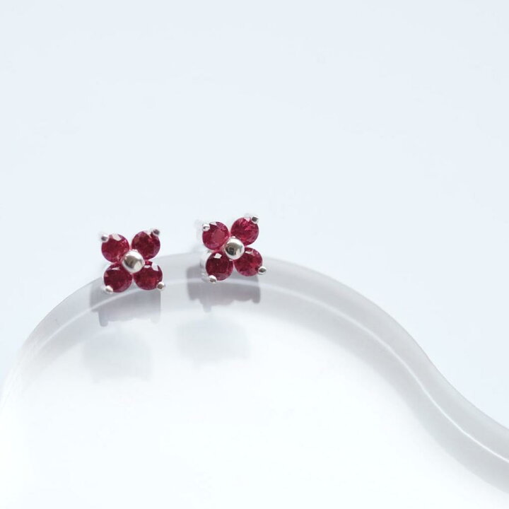 楽天市場】Cloud Jewelry ルビー フラワー ピアス イヤリング シルバー 