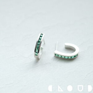 Cloud Jewely エメラルド フープ ピアス シルバー925 クラウドジュエリー シルエット シルバー フープピアス シルバー925 シャープ ジュエリー ピアス シンプル 小粒 存在感 エメラルド 洗練 フー