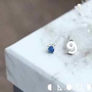 Cloud Jewely 数字&9月 誕生石 サファイア ピアス イヤリング シルバー925 クラウドジュエリー 合成サファイア イヤリング シルバー925 誕生石 ピアス ジュエリー 小粒 金具 シンメトリー チャー