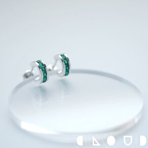 Cloud Jewely Mini エメラルド フープ ピアス シルバー925 クラウドジュエリー シンプル デイリー フープ 小粒 シルバー925 シルバー フープピアス レール留め ブック型 ブック おすすめ シャープ