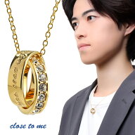 close to me スワロフスキー ダブル リング K23 ロイヤルゴールドプレーティング ネックレス (チェーン付…