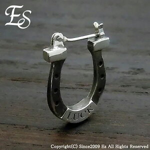 Es Horse Shoe Hoop Pierce / Black Ver n t[vsAX 1P Ўp Vo[ 925 ubN  t[v sAX OsAX z[XV[ S Vo[sAX Y j ގ v U a uh 
