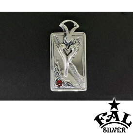 F.A.L インディビジュアルカードハートペンダント エフエーエル FAL シンプル 写真 存在感 手彫り スート ネット ハード ワンポイント 繊細 ビジュアル ガーネット ペンダント ハートペンダント セント トランプ スライド チェーン ラウンドカット スライ ラウンド 刻印