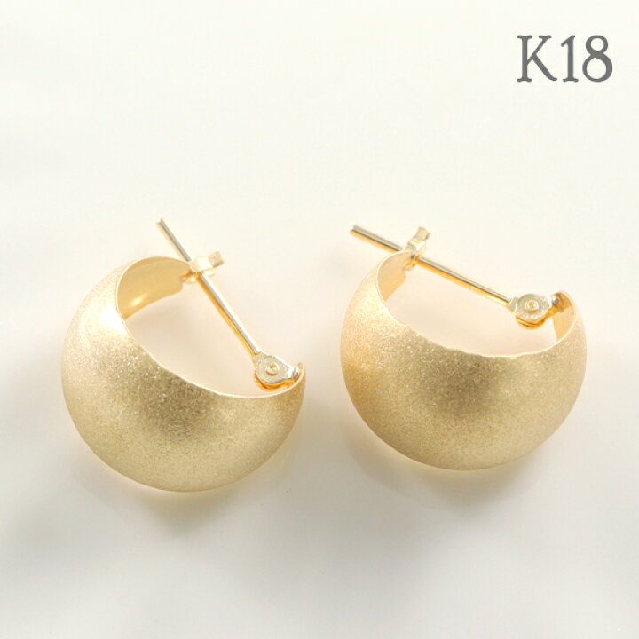 楽天市場】K18 ゴールド スターダスト 甲丸 13mm フープピアス 2P 両耳 