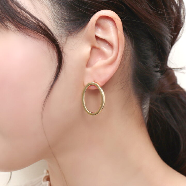 楽天市場】K18 ゴールド オーバル ピアス 2P 両耳用 18金 18k 金 