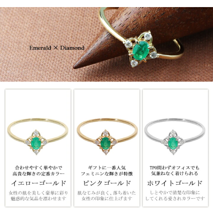 ▽ グリーンダイヤモンドリングk18 ホワイトゴールドリング