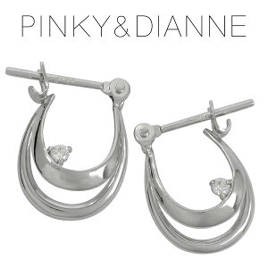 ピンキー&ダイアン キュービックジルコニア 長サークル ホワイトゴールド フープピアス K10 フープ ゴールドピアス 10金 レディース 女性 プレゼント 記念日 誕生日 ブランド 人気 彼女 かわ