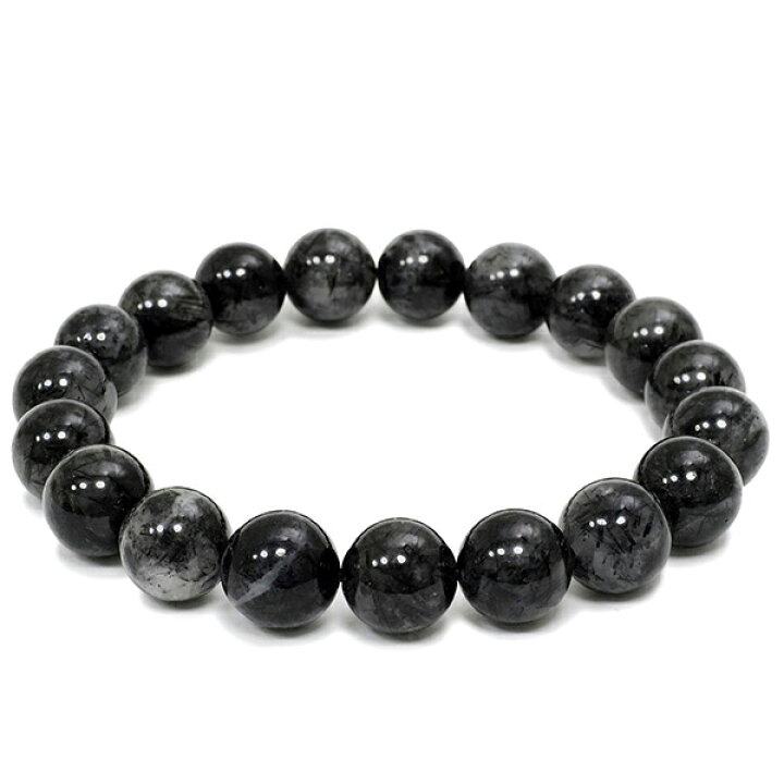楽天市場】10.5mm 18.5cm ブラックルチルクォーツ ブレスレット メンズ 