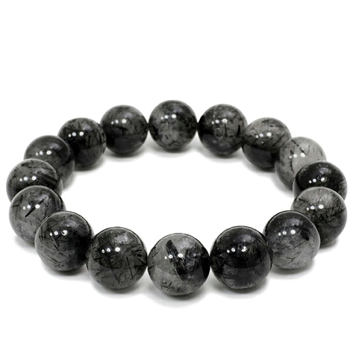 楽天市場】13mm〜14mm 19cm ブラックルチルクォーツ ブレスレット 