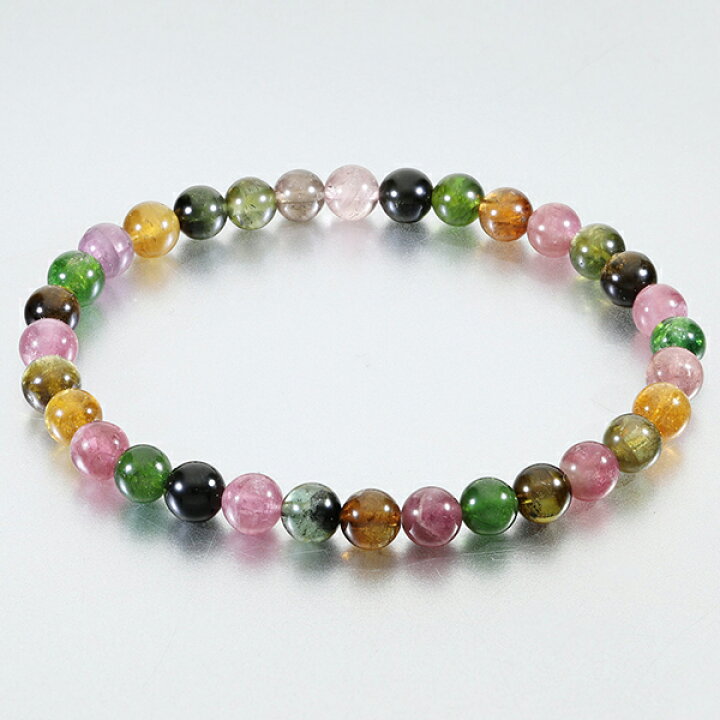 楽天市場】トルマリン マルチカラー 5.5mm 16.5cm〜18cm ブレスレット 