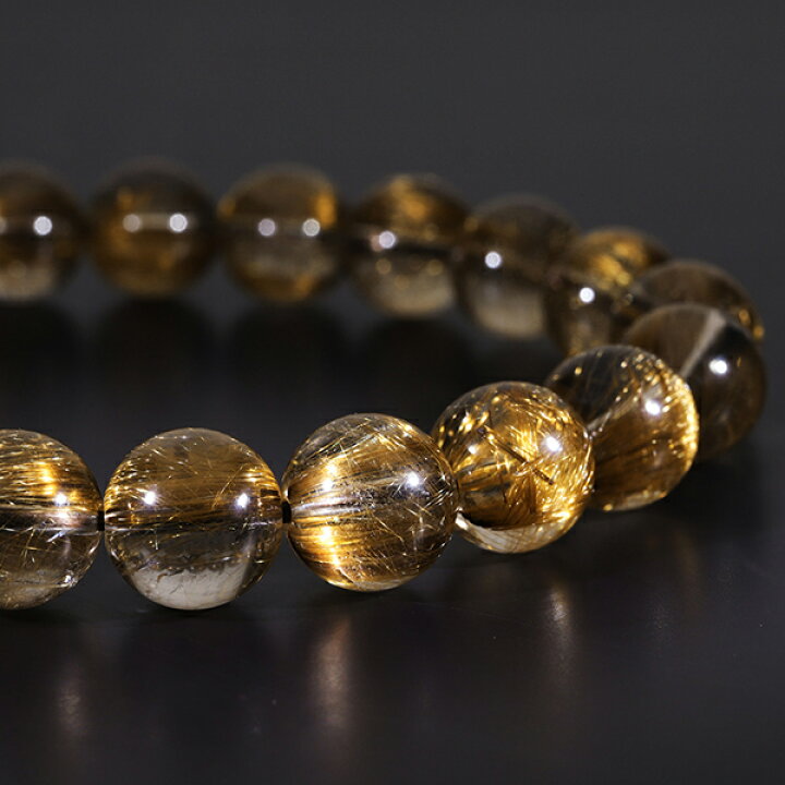 楽天市場】ブラウンルチルクォーツ ブレスレット 高品質 9.2mm 17.5cm  