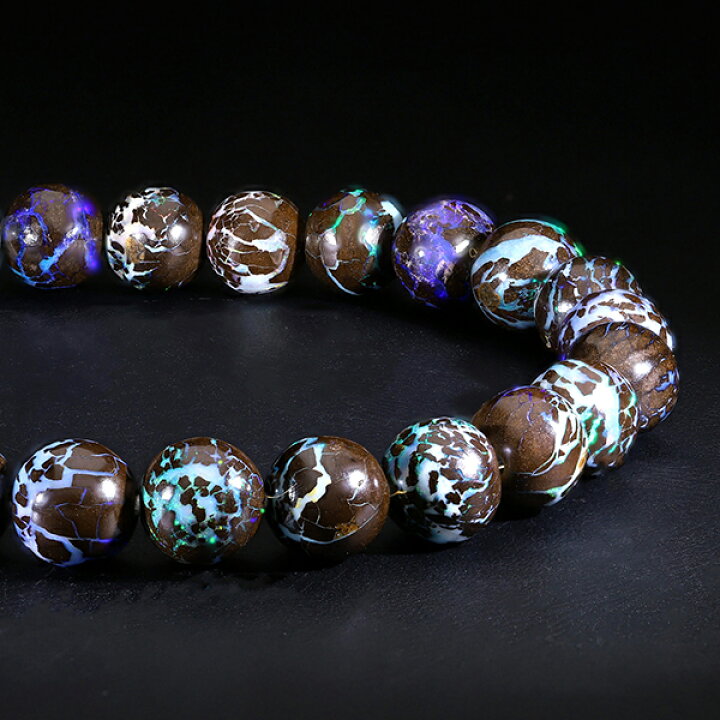 楽天市場】ボルダーオパール ブレスレット 高品質 6.8mm 17.5cm メンズ  