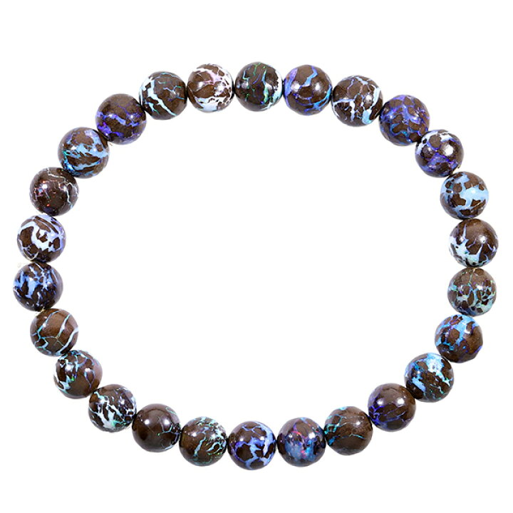 楽天市場】ボルダーオパール ブレスレット 高品質 6.8mm 17.5cm メンズ  